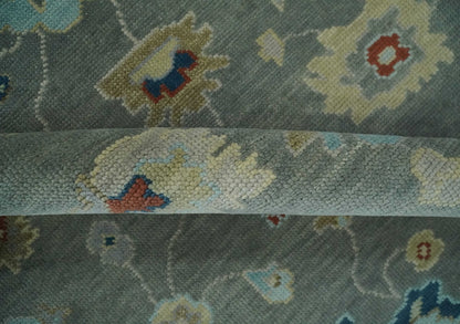 Hand knotted Gray and Beige Traditional Oushak Wool Area Rug.