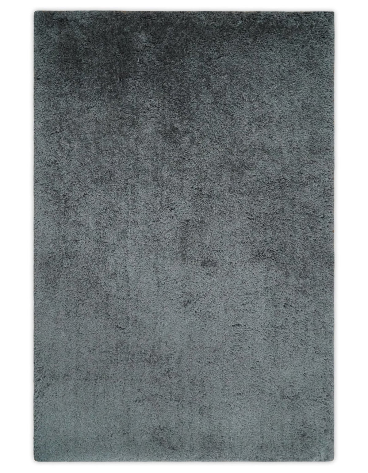 Ready To Ship Hand Woven High Pile Shag Charcoal Soft Viscose Rug.