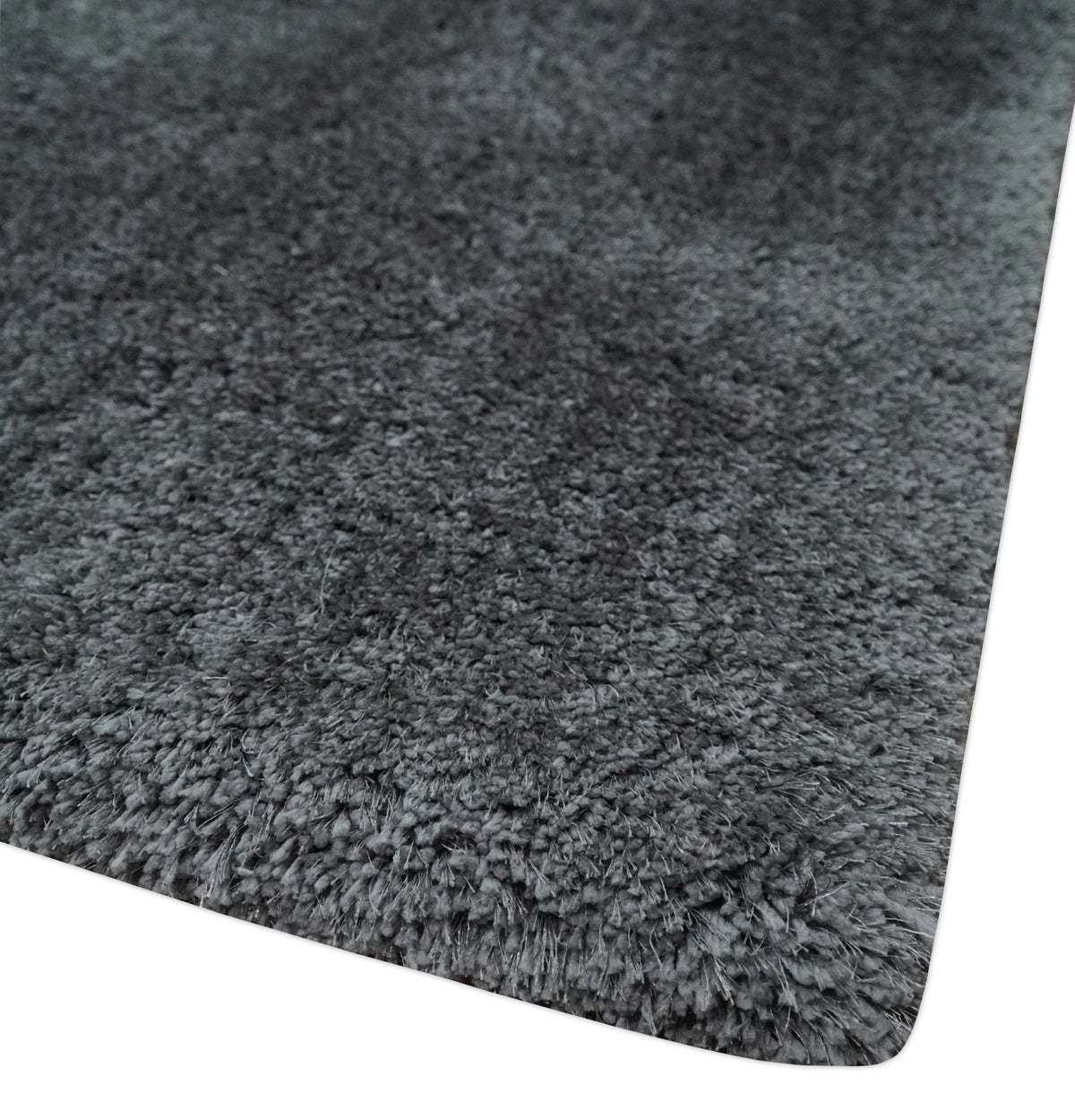 Ready To Ship Hand Woven High Pile Shag Charcoal Soft Viscose Rug.
