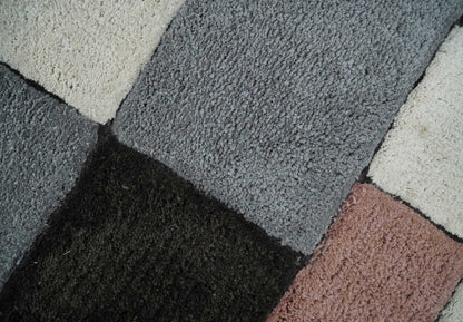 3x5, 4x6 and 5x7 Hand Woven Shag Ivory. Charcoal and Peach Art Silk Soft Viscose Area Rug.