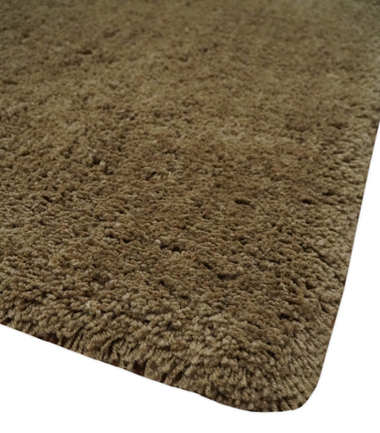 3x5, 4X6 and 5x7 Hand Woven Shag Olive Art Silk Soft Viscose Area Rug.