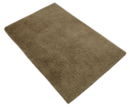 3x5, 4X6 and 5x7 Hand Woven Shag Olive Art Silk Soft Viscose Area Rug.
