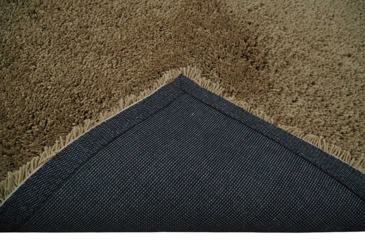 3x5, 4X6 and 5x7 Hand Woven Shag Olive Art Silk Soft Viscose Area Rug.