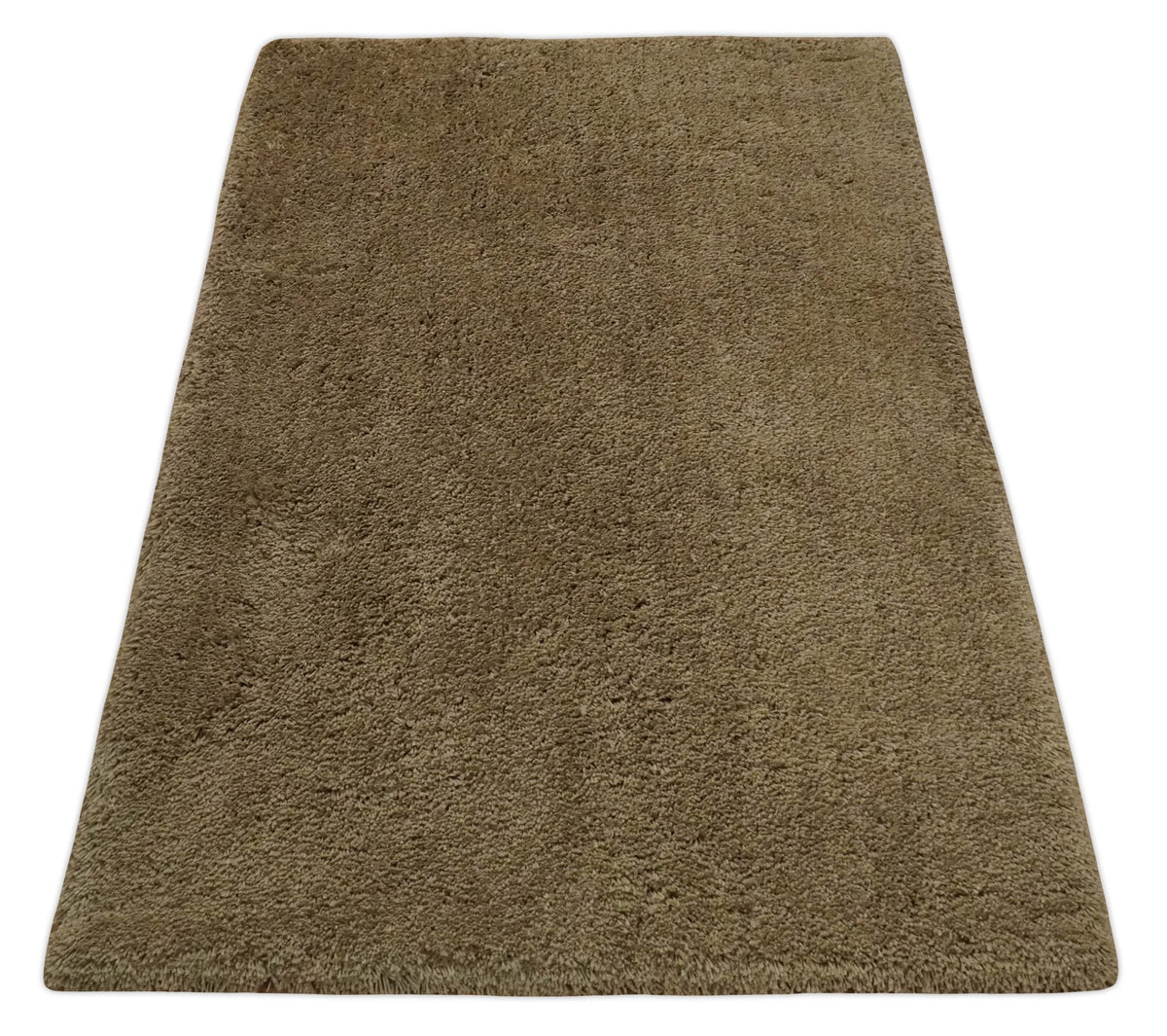 3x5, 4X6 and 5x7 Hand Woven Shag Olive Art Silk Soft Viscose Area Rug.