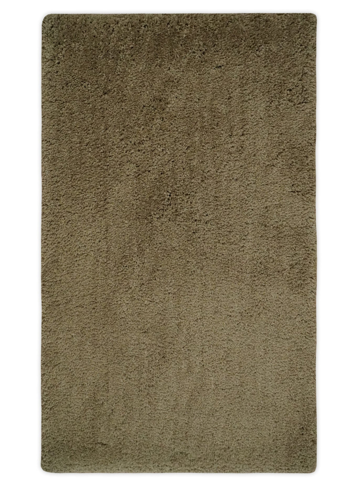 3x5, 4X6 and 5x7 Hand Woven Shag Olive Art Silk Soft Viscose Area Rug.