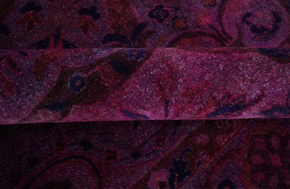 Overdyed Pink Traditional Floral Design Hand Tufted  Wool Area Rug.