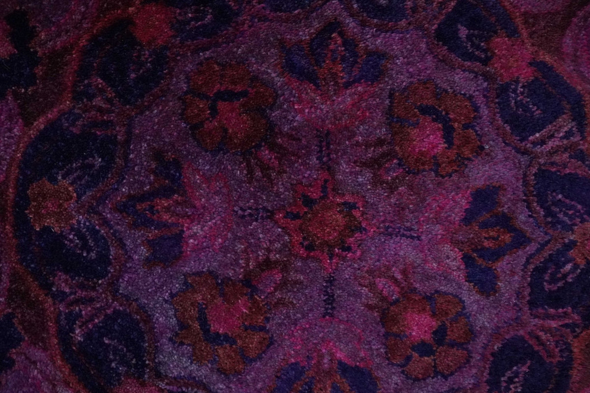 Overdyed Pink Traditional Floral Design Hand Tufted  Wool Area Rug.