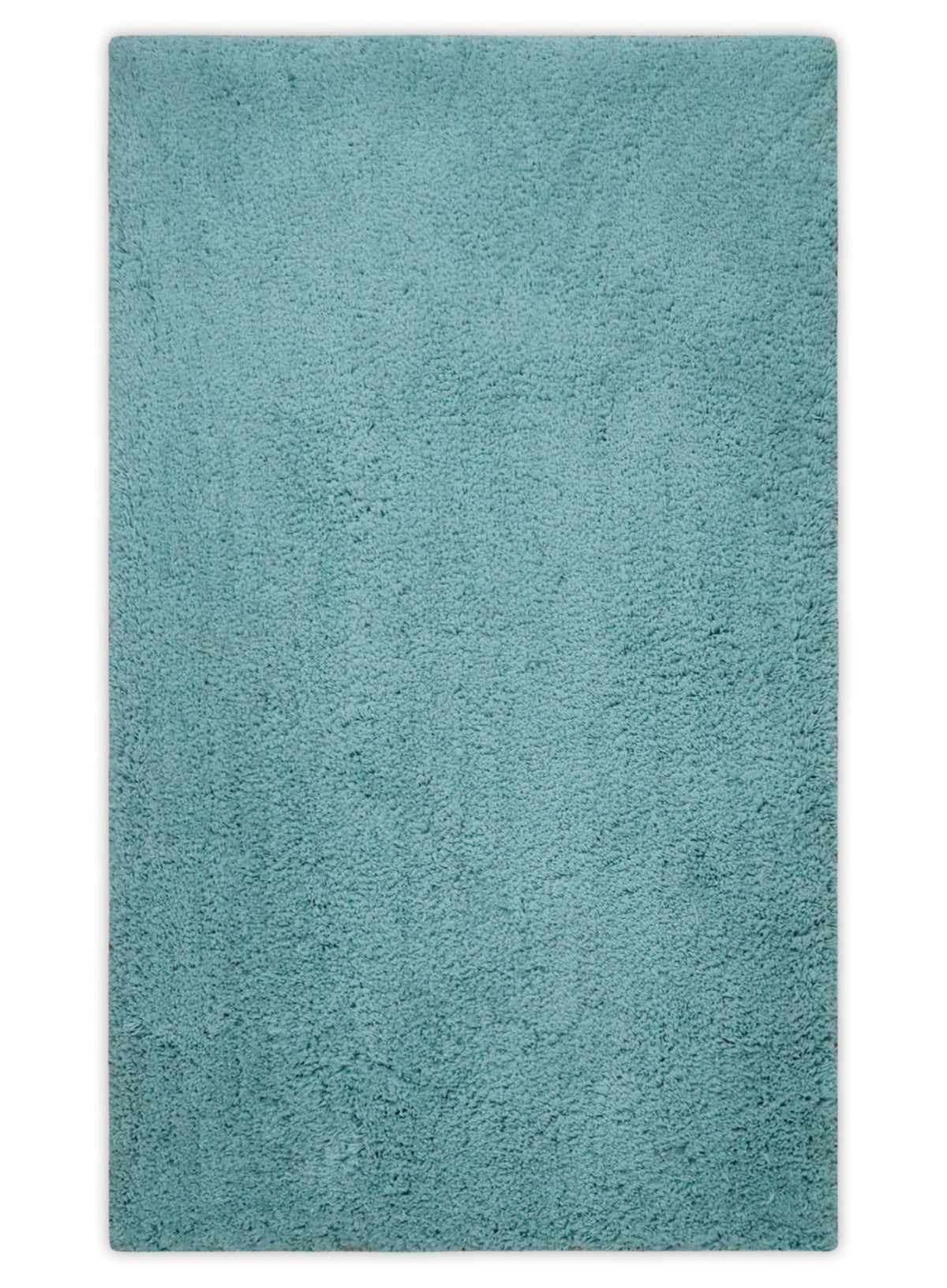 Solid Plush and Soft 3x5, 4x6 and 5x7 Hand Woven Shag Teal Area Rug.