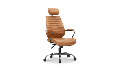 Executive Swivel Office Chair Cigare Tan Leather