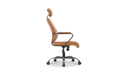 Executive Swivel Office Chair Cigare Tan Leather