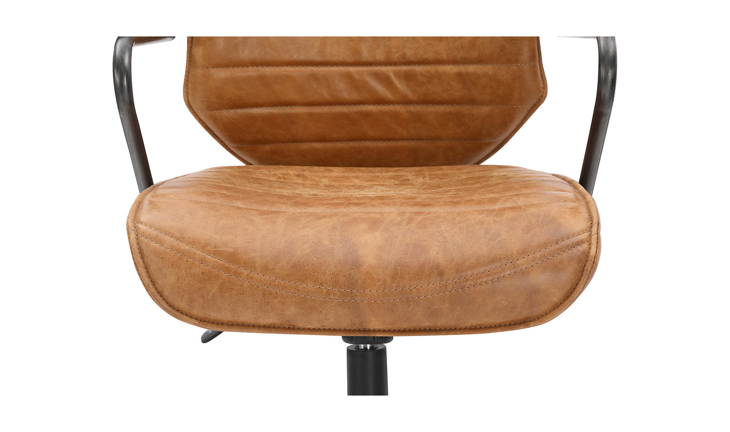 Executive Swivel Office Chair Cigare Tan Leather