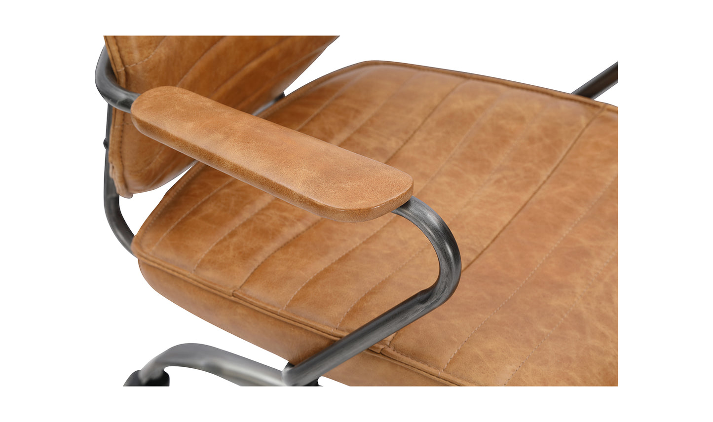 Executive Swivel Office Chair Cigare Tan Leather