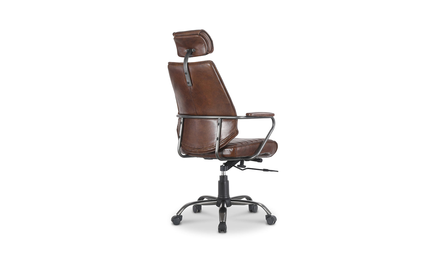 Executive Office Chair Dark Brown Leather