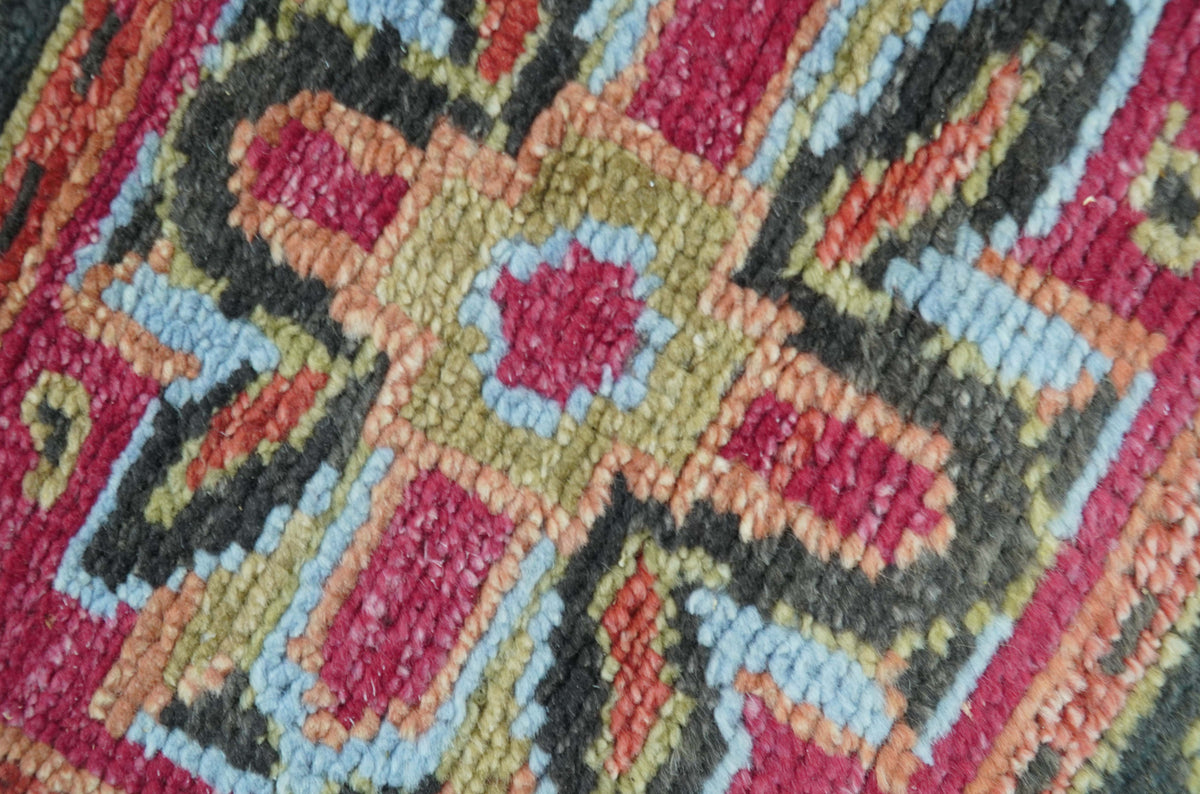 Custom Made Traditional Central Medallions Design Rust And Black Hand Knotted Wool Rug.