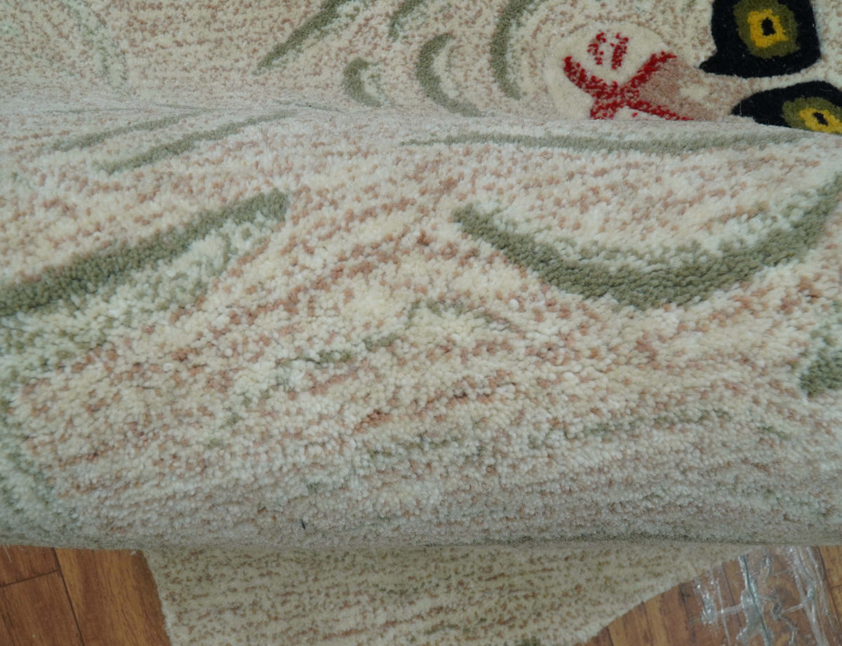 Hand Tufted Beige Animal Tiger 2x3 Wool Area Rug.
