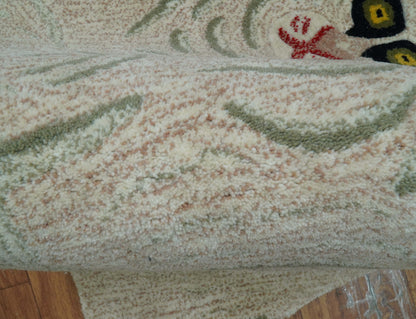 Hand Tufted Beige Animal Tiger 2x3 Wool Area Rug.