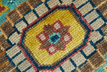 Custom Made Ivory And Maroon Traditional Floral Motifs Design Hand Knotted Wool Rug.