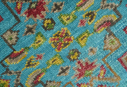 Custom Made Red And Blue Traditional Serapi Hand Knotted Wool Rug.