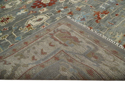 Hand Knotted Gray, Red and Beige Traditional Vintage Style Custom Made Wool Area Rug.