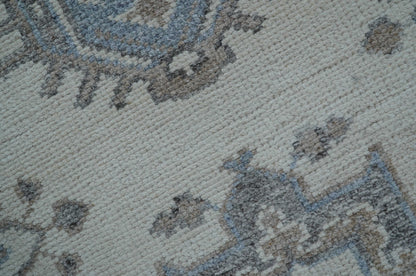 Luxe Custom Made Turkish Ivory Hand knotted Wool And Linen Blend Rug.