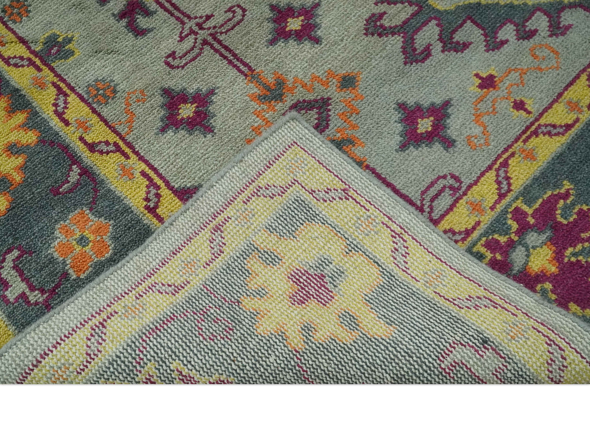 Custom Made Silver, Charcoal and Purple Traditional Oriental Hand Knotted wool Rug.