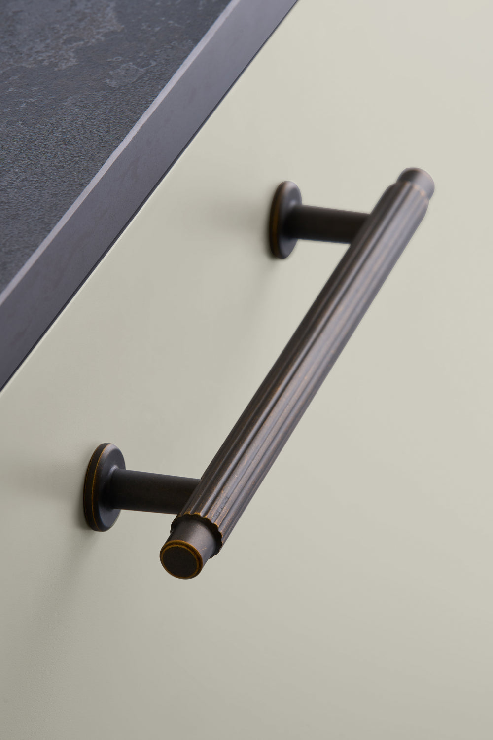 Dark Rubbed Bronze "Villa" Fluted Cabinet Knobs and Pulls
