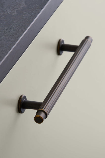 Dark Rubbed Bronze "Villa" Fluted Cabinet Knobs and Pulls