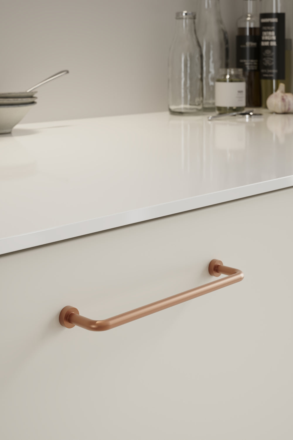 Brushed Copper "Lounge" Cabinet Knob and Wire Drawer Pulls