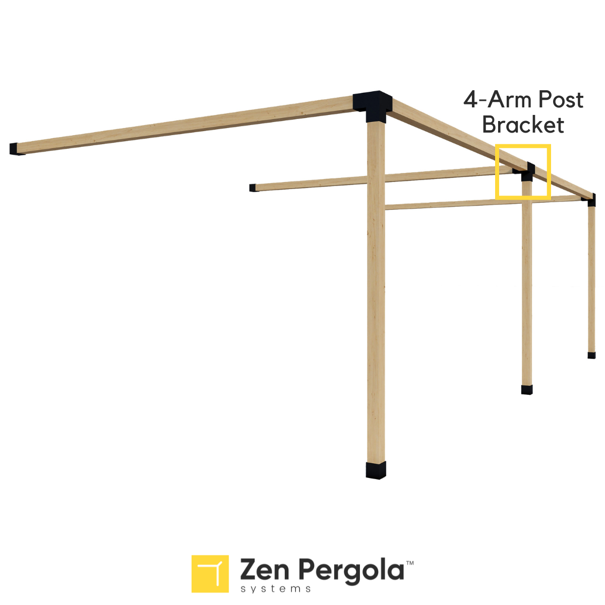 Pergola 4-Arm Post Bracket (for 4x4 Wood Posts).