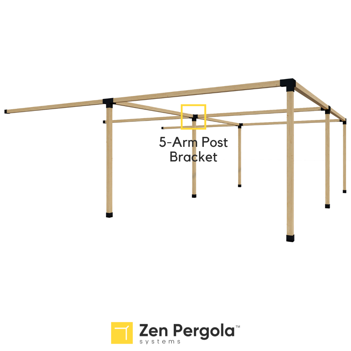 Pergola 5-Arm Post Bracket (for 4x4 Wood Posts).