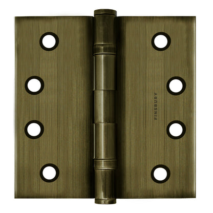 4.5 x 4.5 Inch Solid Brass Ball Bearing Door Hinge - Antique Brass.