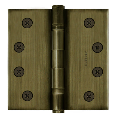 4x4 Inch Solid Brass Ball Bearing Door Hinge - Antique Brass.