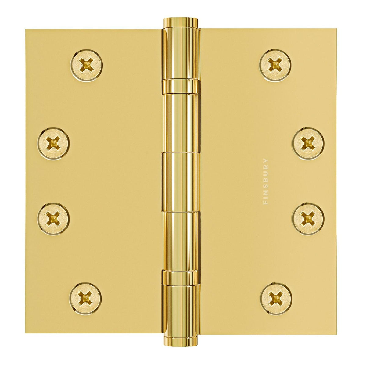 4x4 Inch Solid Brass Ball Bearing Door Hinge - Polished Brass.