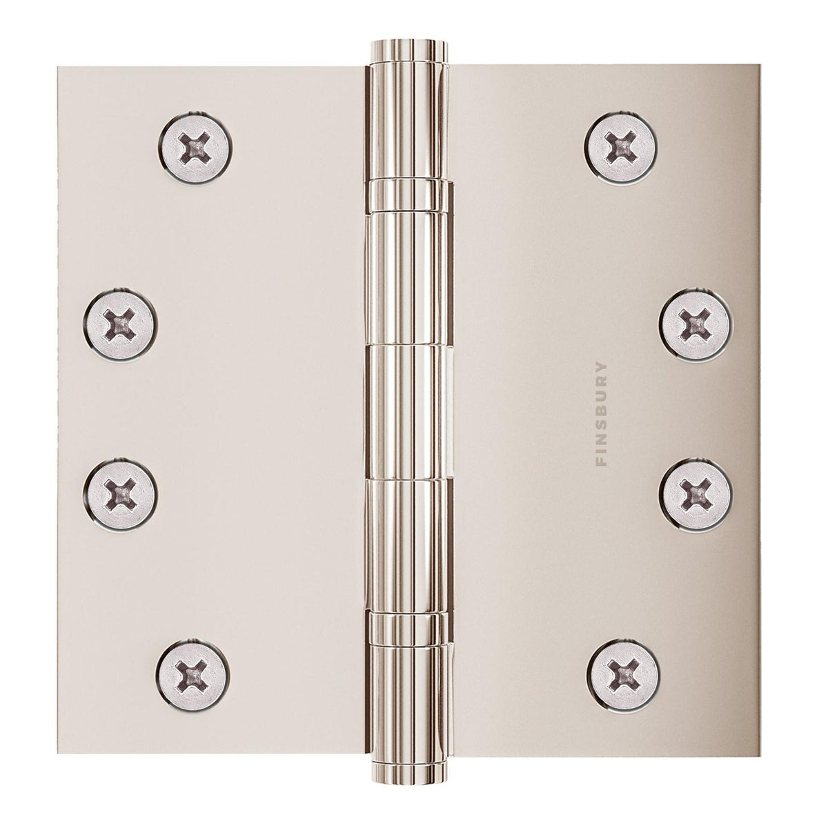 4.5 x 4.5 Inch Solid Brass Ball Bearing Door Hinge - Polished Nickel.