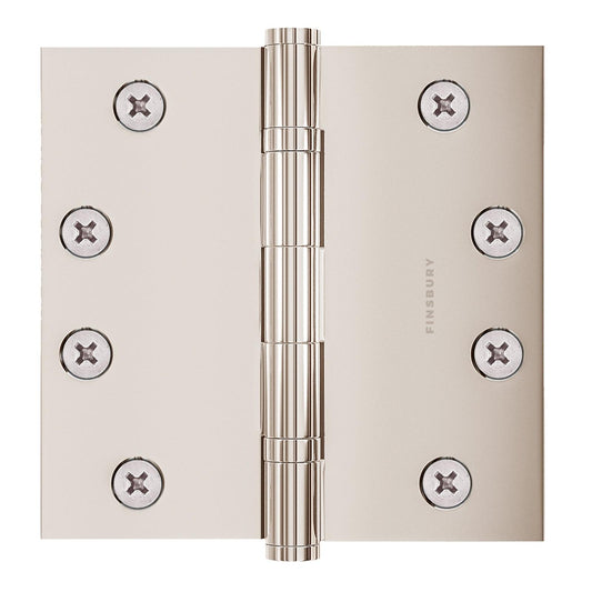 4.5 x 4.5 Inch Solid Brass Ball Bearing Door Hinge - Polished Nickel.