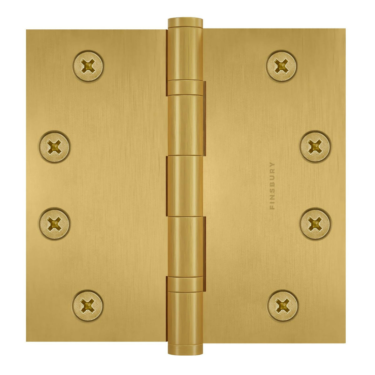4.5 x 4.5 Inch Solid Brass Ball Bearing Door Hinge - Satin Brass.
