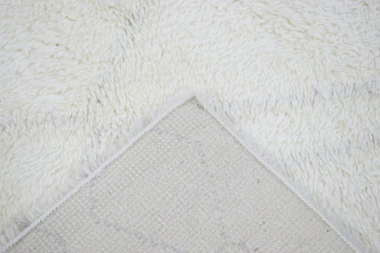 Ivory Modern Style Handmade Wool Area Rug.