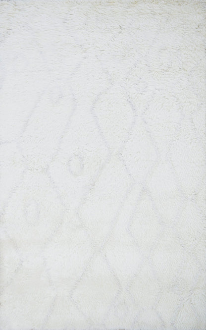 Ivory Modern Style Handmade Wool Area Rug.