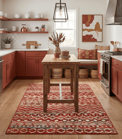 4x6 and 9x12 Hand Knotted Rust and White Modern Contemporary Southwestern Tribal Trellis Recycled Silk Area Rug | OP7.