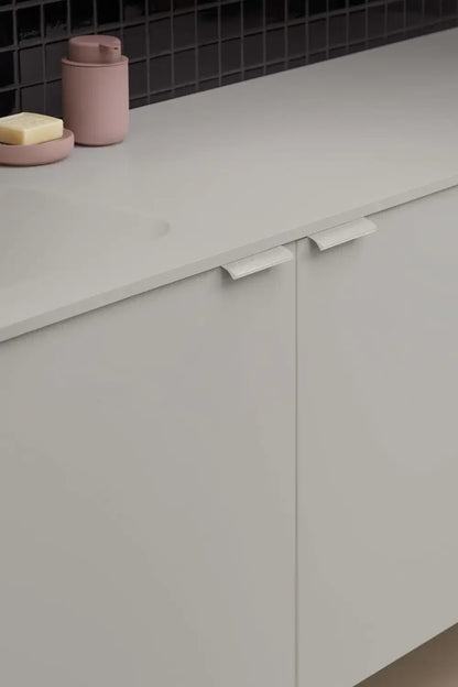 Beige Textured "Edge Straight" Tab Drawer Pulls