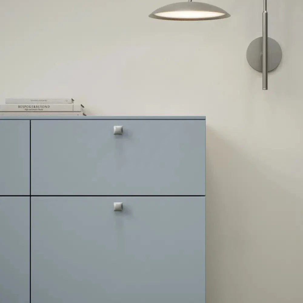 Satin Steel "Flow" T-Bar Cabinet Knob and Drawer Pull.