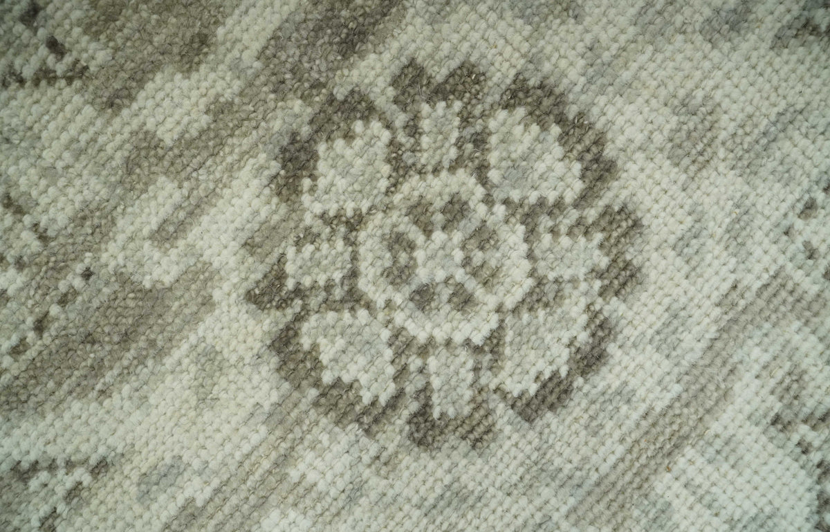 Traditional Turkish Design Beige And Brown Hand Knotted Custom Made wool rug.