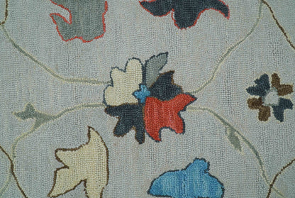 Custom Made Traditional Oushak Silver Hand Tufted Wool Area Rug.