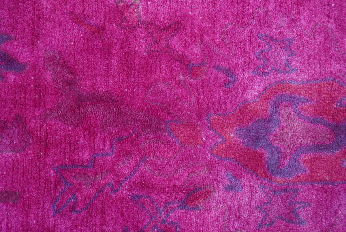 Custom Made Overdyed Pink Traditional Oushak Hand Tufted Wool Area Rug.