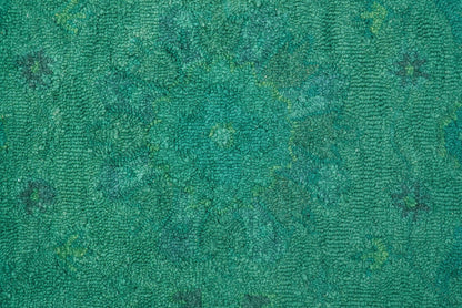 Custom Made Overdyed Traditional Oushak Green Hand Tufted Wool Area Rug.