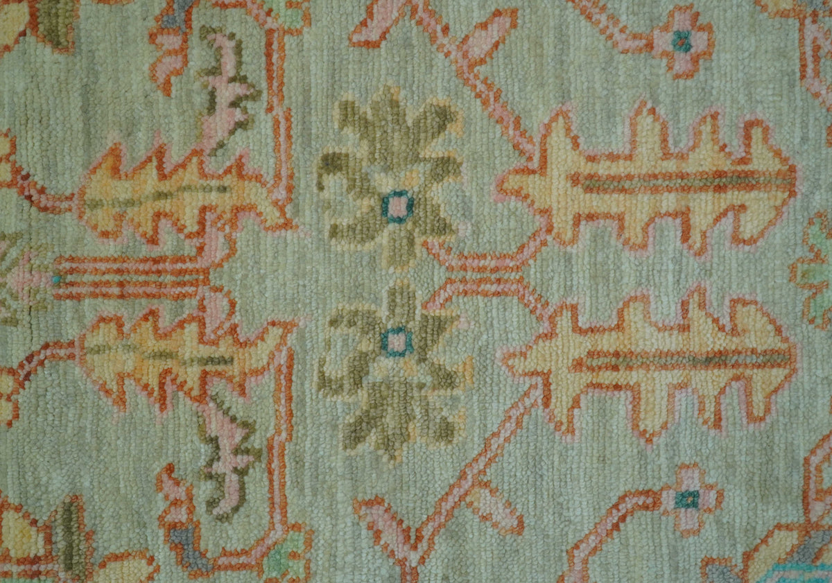 Elaine Custom Made Beige Traditional Design Hand Knotted Wool Rug.