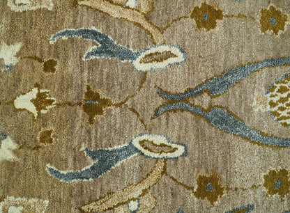 Custom Made Traditional Oushak Brown Hand Tufted Wool Area Rug.