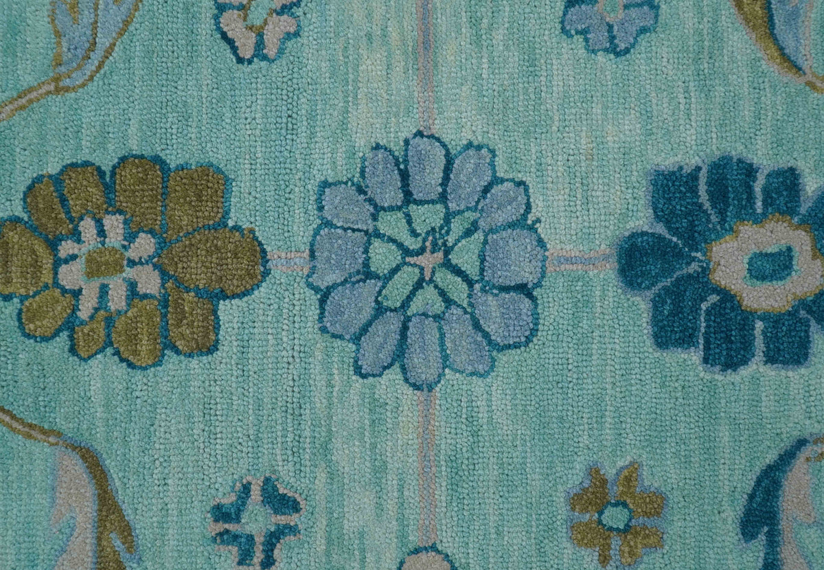 Elaine Custom Made Blue Traditional Oushak Hand Tufted Wool Rug.