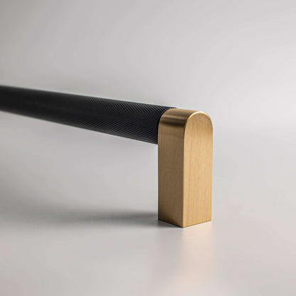 Bold, Black & Gold Knurled Solid Brass Appliance Pulls.