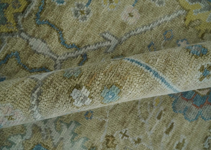 Hand Knotted Beige, Ivory and Gray Traditional Oushak Custom Made Wool Rug.